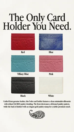 Sacred card holder ad